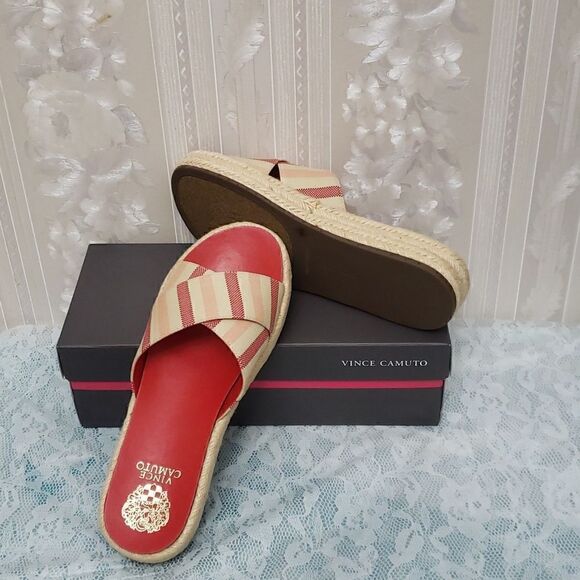 Vince Camuto Carran Espadrilles Sandals Slides NIB Red Size 7.5M - Picture 3 of 10
